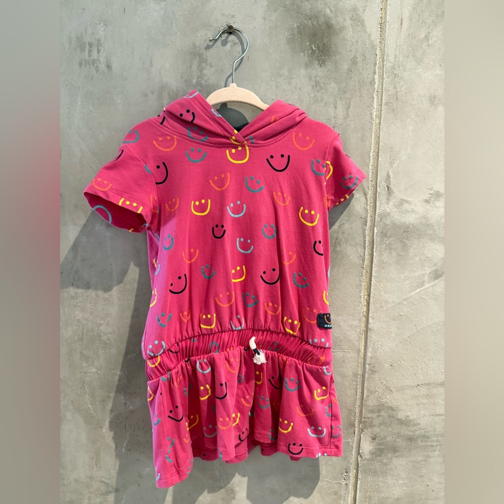 Pink Smiley Face Hoodie Dress